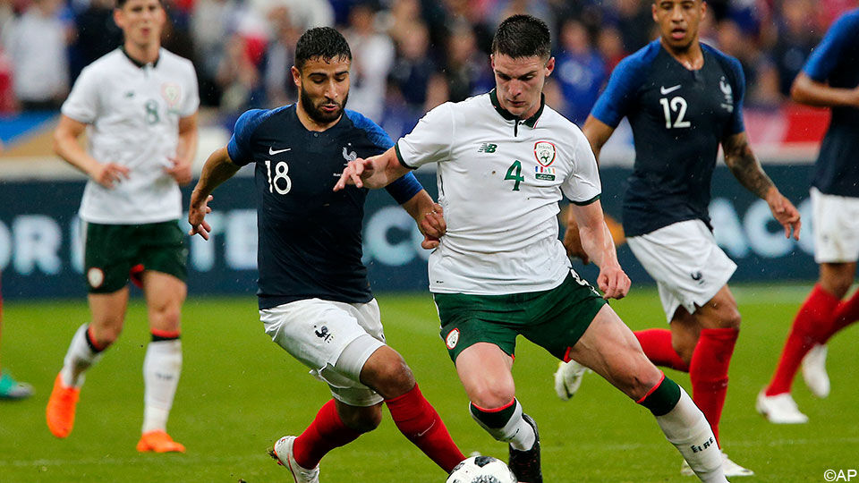 Declan Rice speelde met Ierland vorig jaar nog een oefeninterland tegen Frankrijk.
