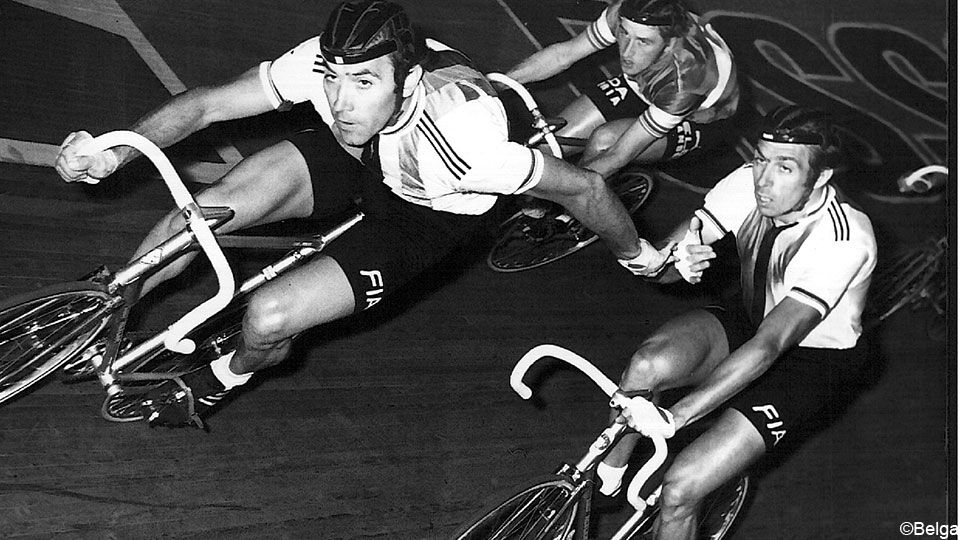 Eddy Merckx en Patrick Sercu in de Zesdaagse van Gent
