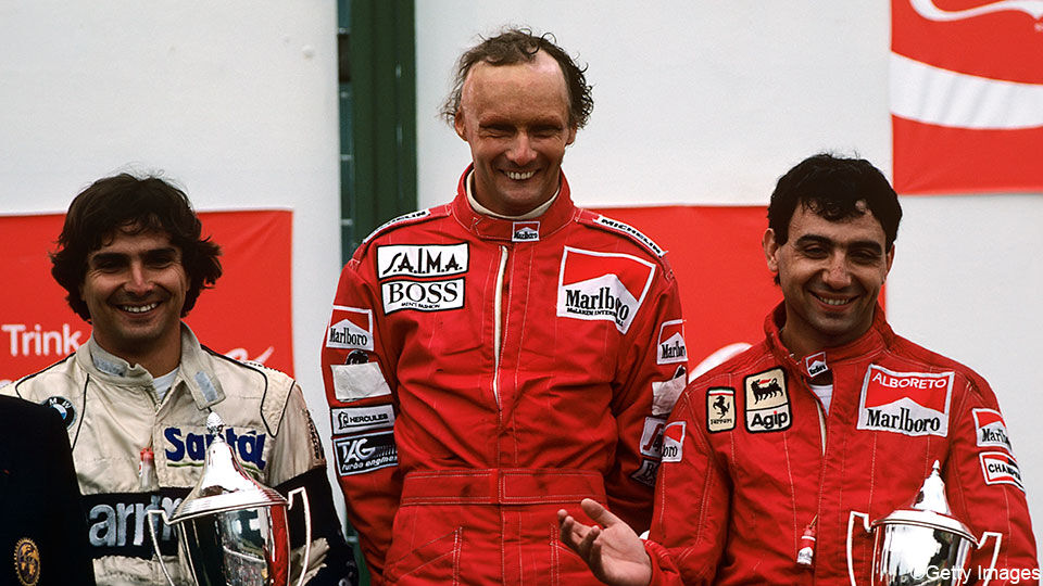Nelson Piquet, Niki Lauda en Michele Alboreto
