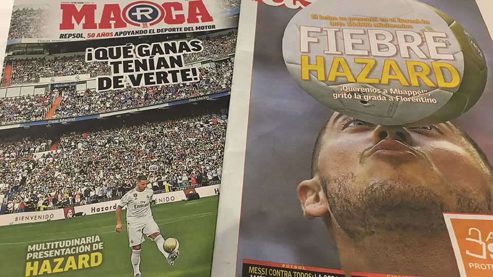 De Spaanse kranten pakken groot uit met Eden Hazard.