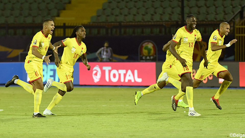 De Benin-spelers vieren de kwalificatie voor de kwartfinales.