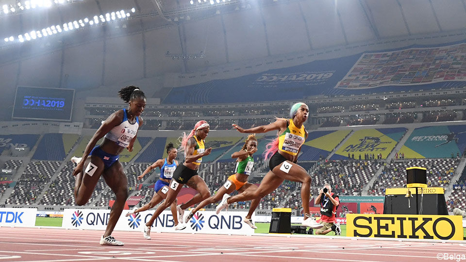 Shelly-Ann Fraser-Pryce wint de 100m bij de vrouwen op het WK