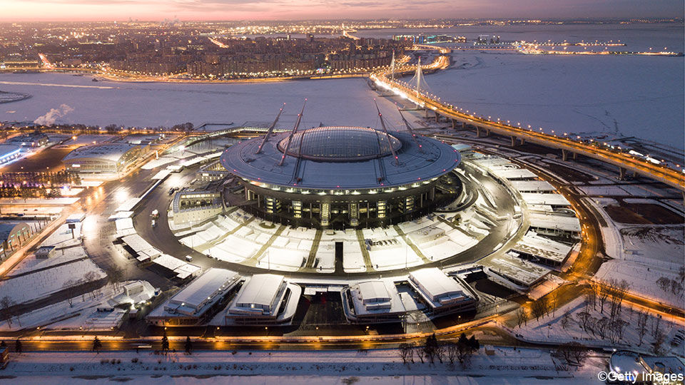 Het stadion waar Zenit Sint-Petersburg zijn thuiswedstrijden speelt.