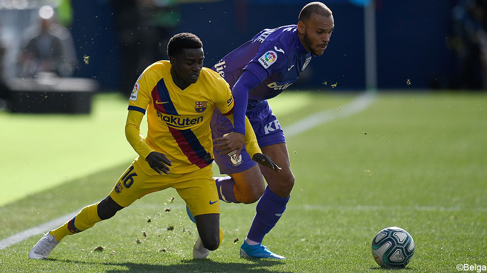 Wagué stapte in 2018 over van Eupen naar Barcelona B. Nu zit hij bij Barcelona A.
