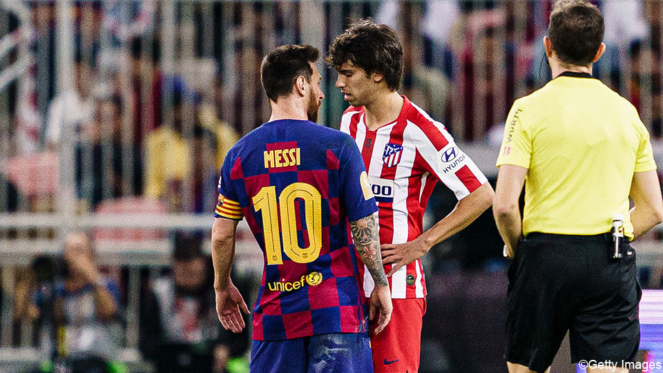 Lionel Messi en João Felix kregen het even met elkaar aan de stok.