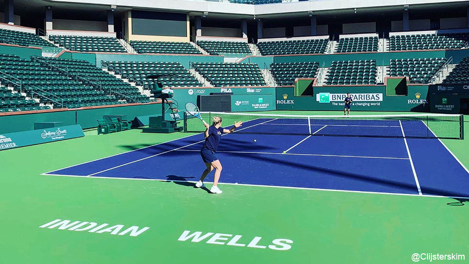 Kim Clijsters was al aan het trainen in Indian Wells.