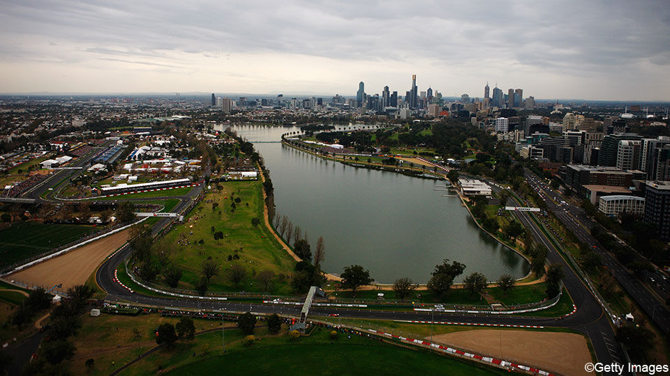 Het Albert Park-circuit in Melbourne.