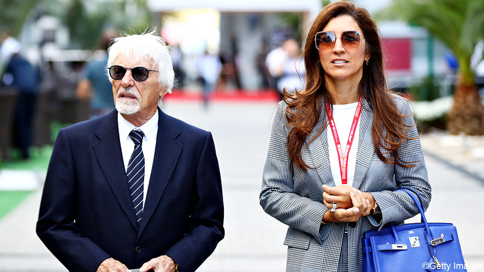 Bernie Ecclestone en zijn Braziliaanse vrouw Fabiana.