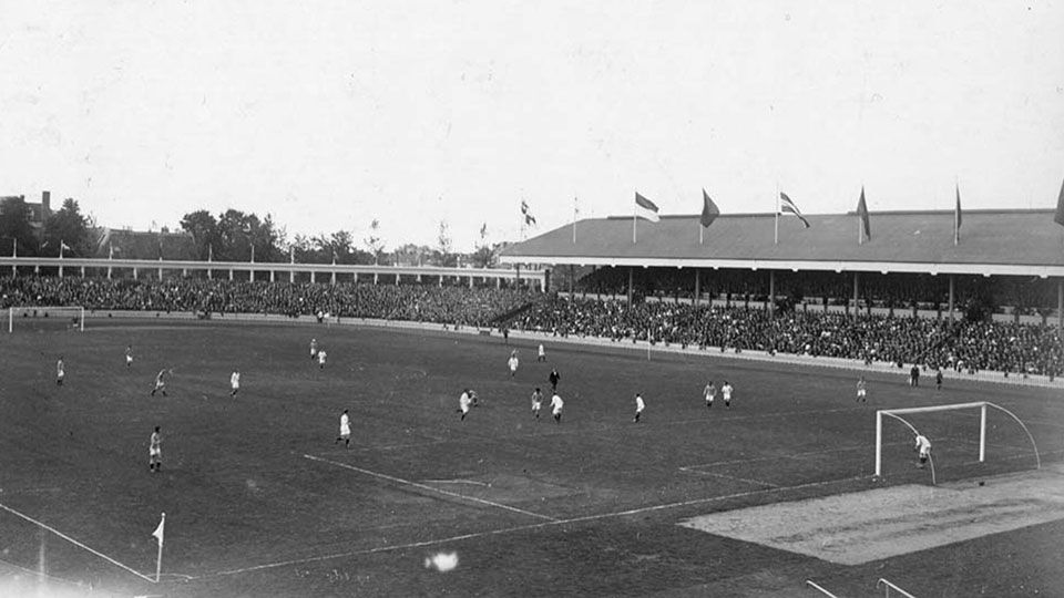voetbalwedstrijd tijdens de Olympische Spelen van 1920