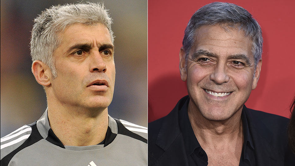 Ex-doelman Antonios Nikopolidis en acteur George Clooney.