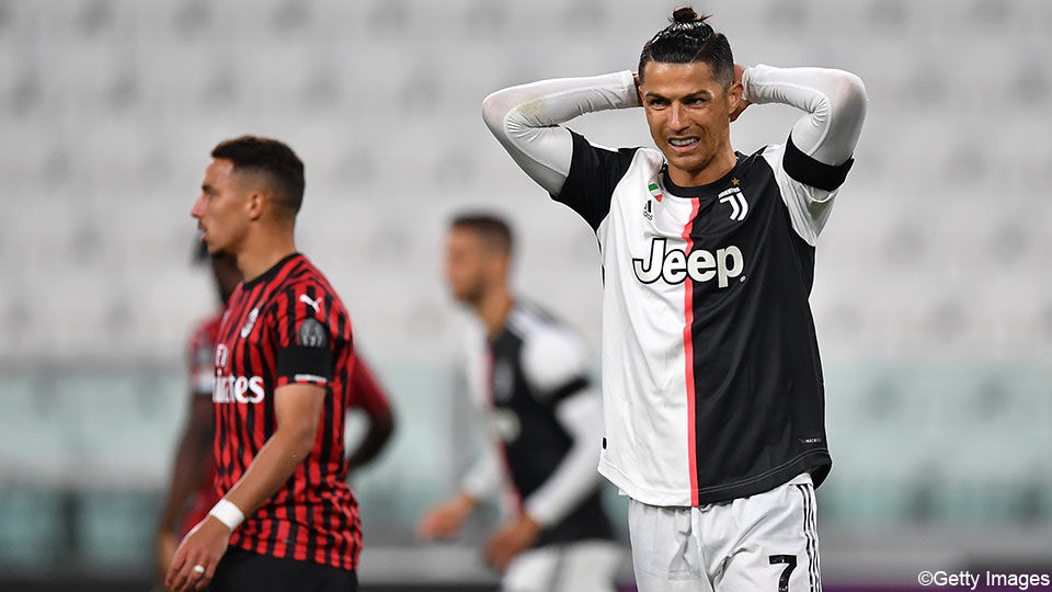 Ronaldo kwam niet tot scoren in de terugmatch tegen Milan.