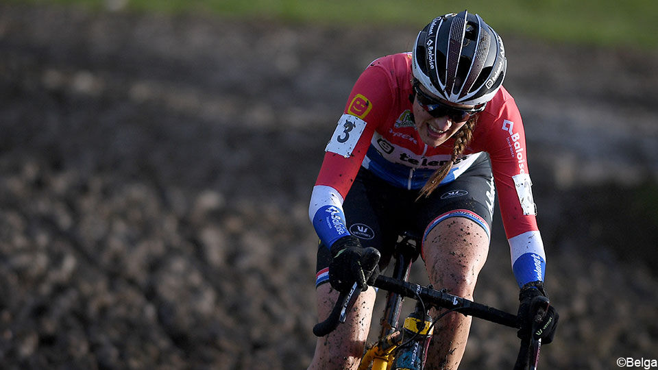 Lucinda Brand in Overijse, dat vorig seizoen een onvervalste moddercross was.