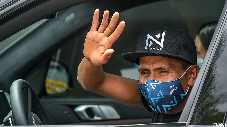 Nairo Quintana bij het vertrek in Colombia.