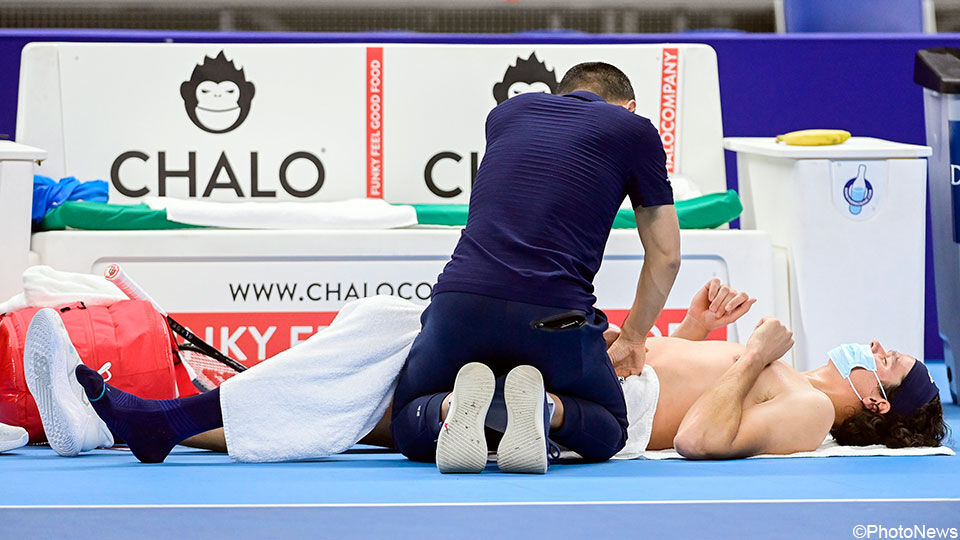 Milos Raonic werd gisteren al behandeld voor zijn blessure.