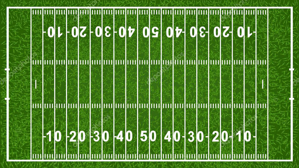 Het American footballveld met de verschillende yardlijnen