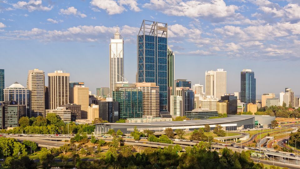 De skyline van Perth (archieffoto).
