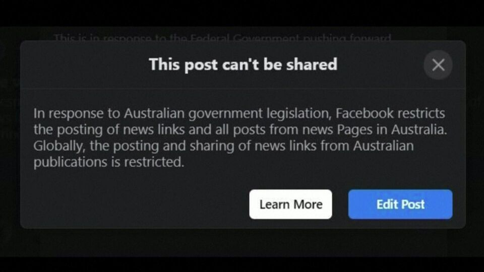 Facebook blokkeert nieuws in Australië "Facebook is 17 jaar oud en