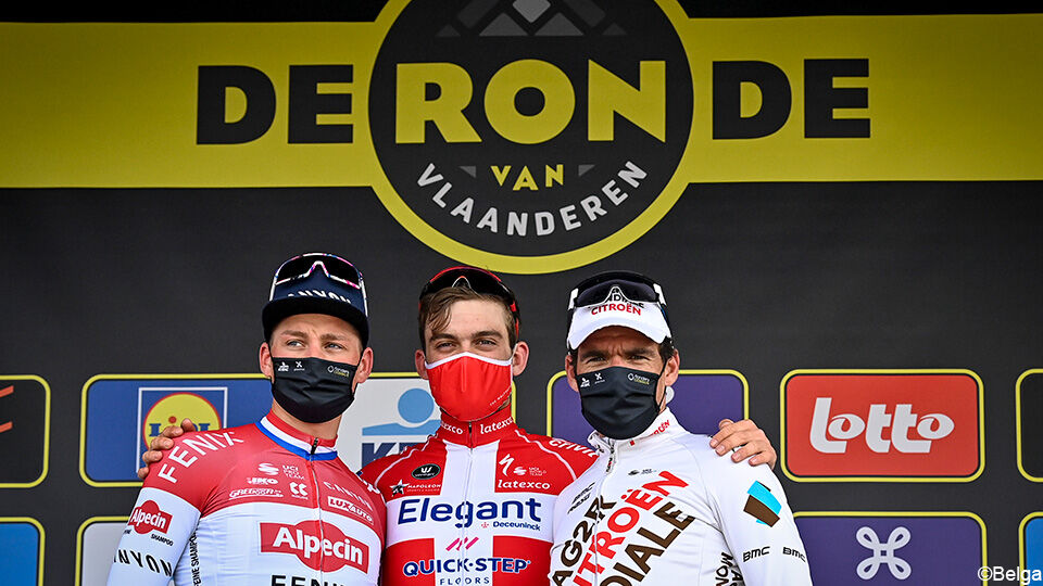 Mathieu van der Poel, Kasper Asgreen en Greg Van Avermaet
