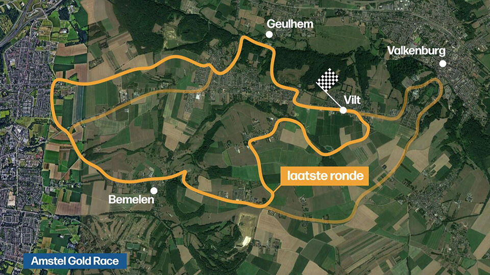De Amstel Gold Race bestaat uit 13 lokale rondes, goed voor 38 hellingen.