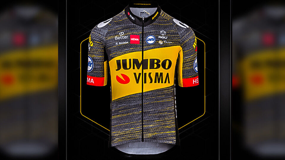 Het shirt van Jumbo-Visma in de komende Tour de France.