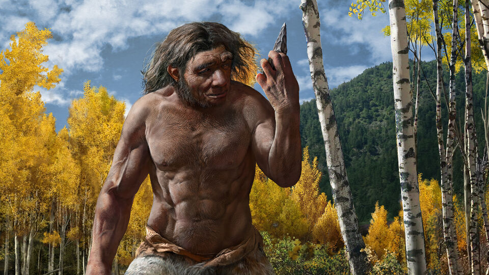 Een reconstructie van hoe de 'drakenman' er uitgezien kan hebben.  