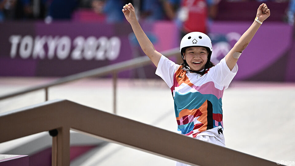 De Japanse Momiji Nishiya (13) won goud op de afgelopen Olympische Spelen in het skaten.