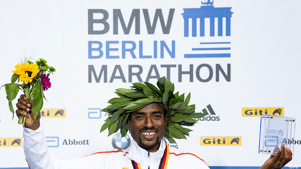 Kenenisa Bekele bij zijn winst in Berlijn in 2019.