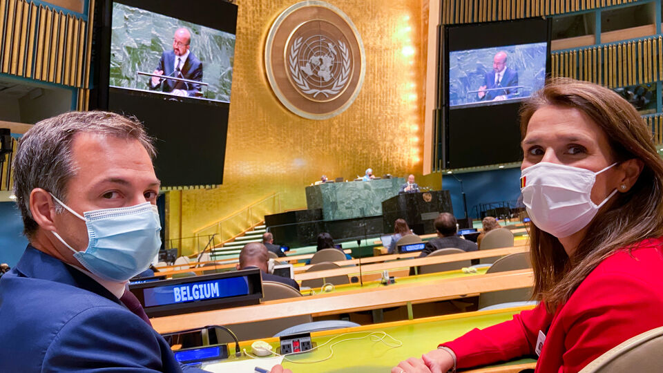 The Belgian Premier Alexander De Croo and Foreign Minister Sophie Wilmès in New York. 
