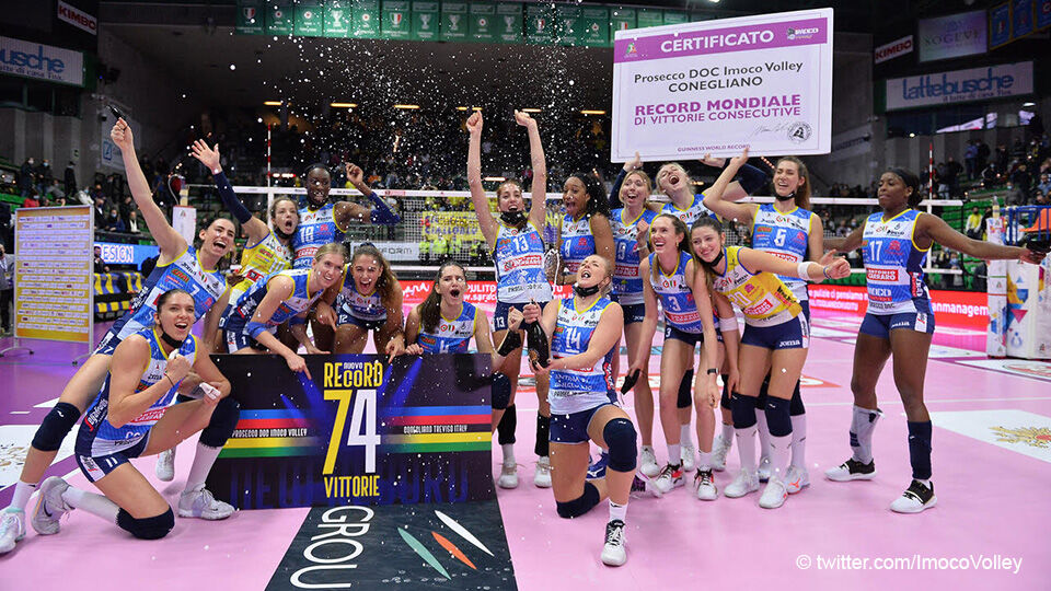 De vrouwen van Conegliano vieren hun record.