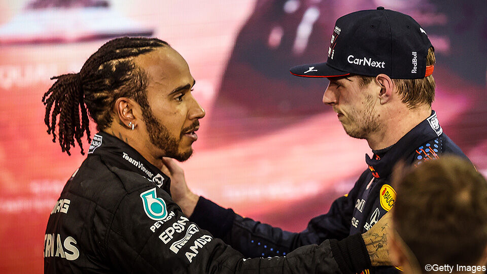 Lewis Hamilton en Max Verstappen