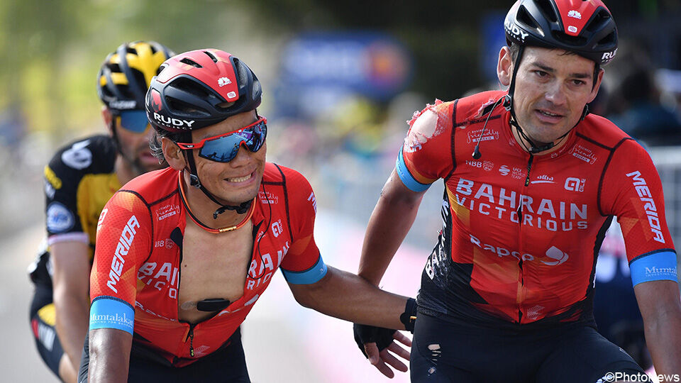 Rafael Valls (rechts) kwam dit jaar ten val in de Giro, maar reed die toch uit.