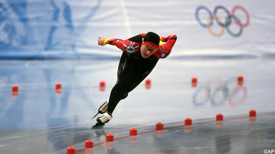 Claudia Pechstein op de Winterspelen van 1998, waar ze 2 van haar 9 olympische medailles won.