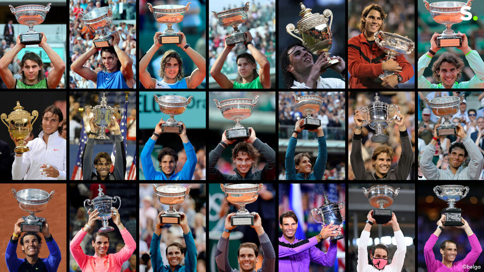 De 21 titels van Nadal op een rijtje. 