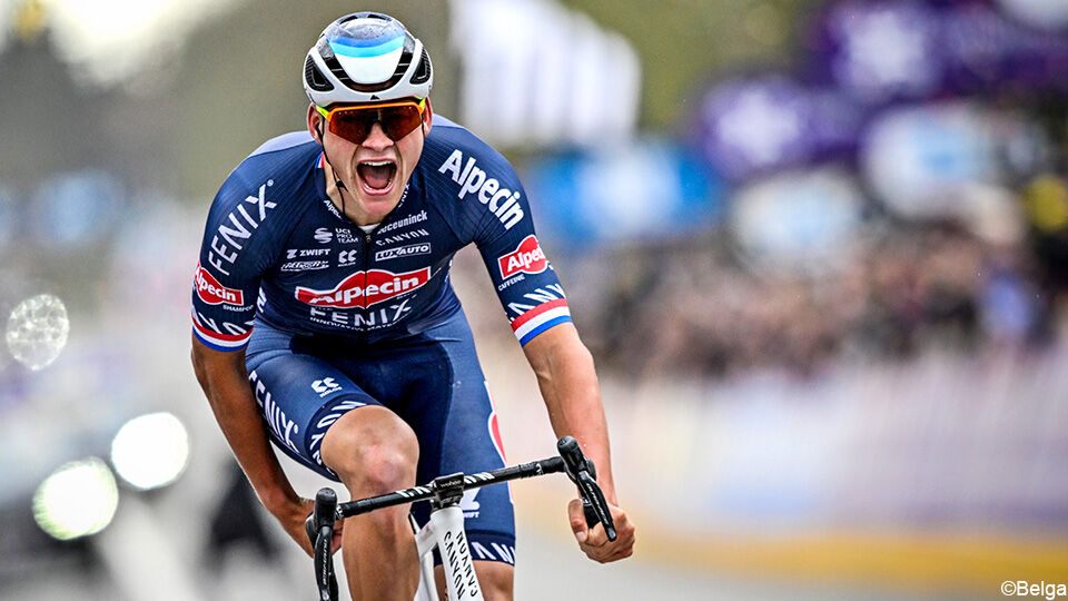 Van der Poel sprint naar zijn tweede overwinning in de Ronde van Vlaanderen.
