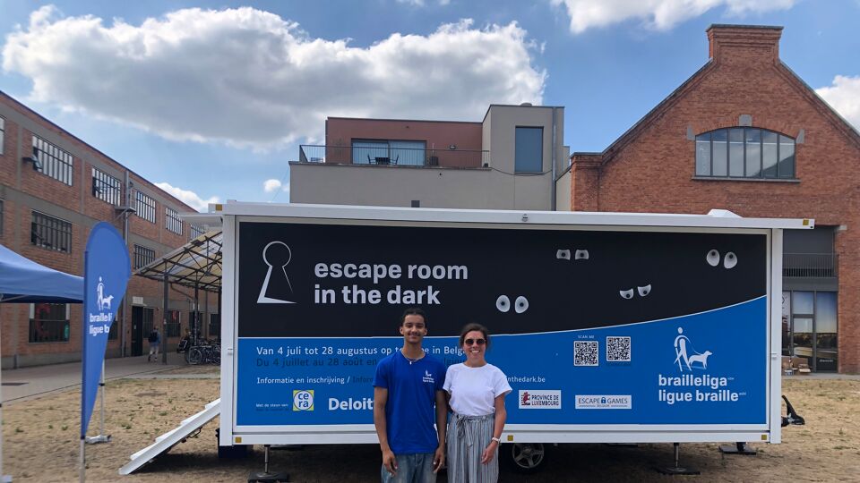 Nathan en Charlotte van de Brailleliga.