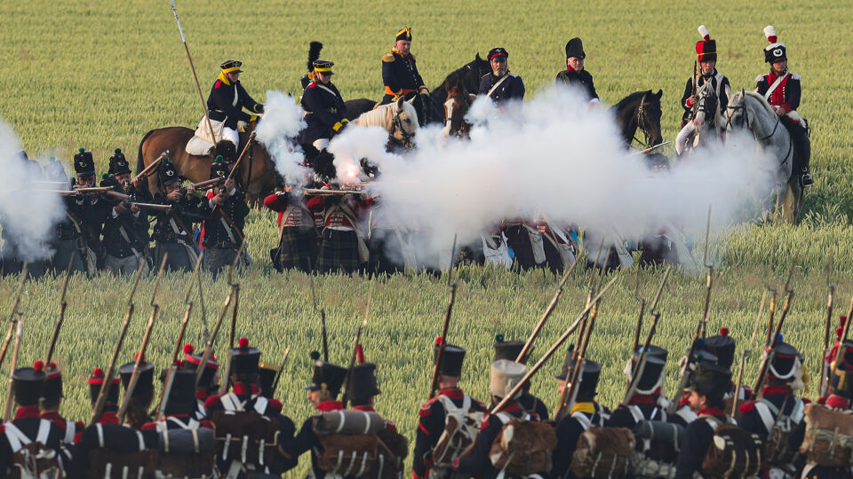 Een re-enactment van de Slag bij Waterloo eerder dit jaar