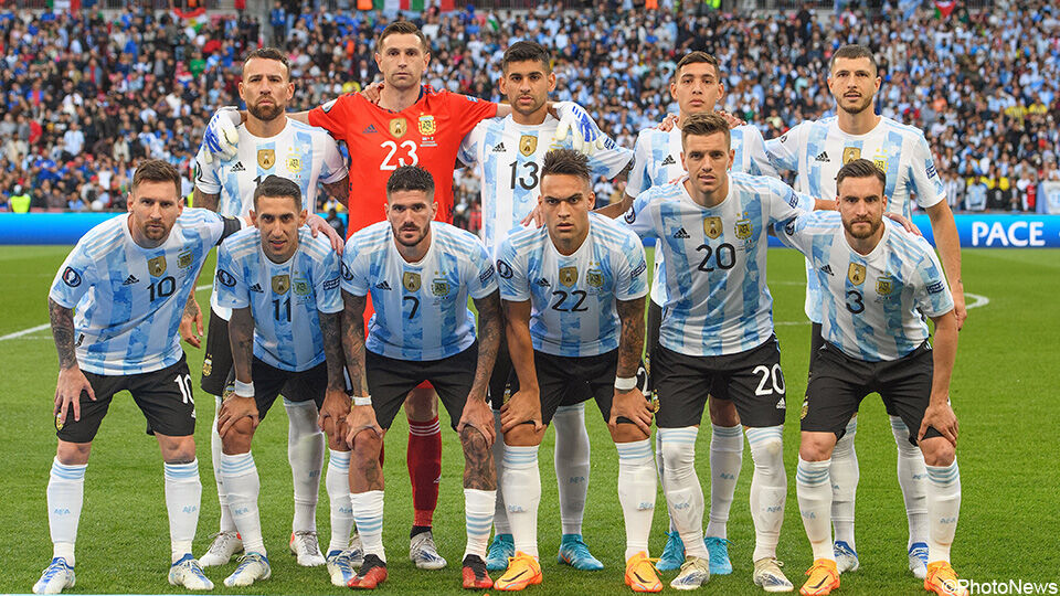 Een groepsfoto van de Argentijnse selectie. 