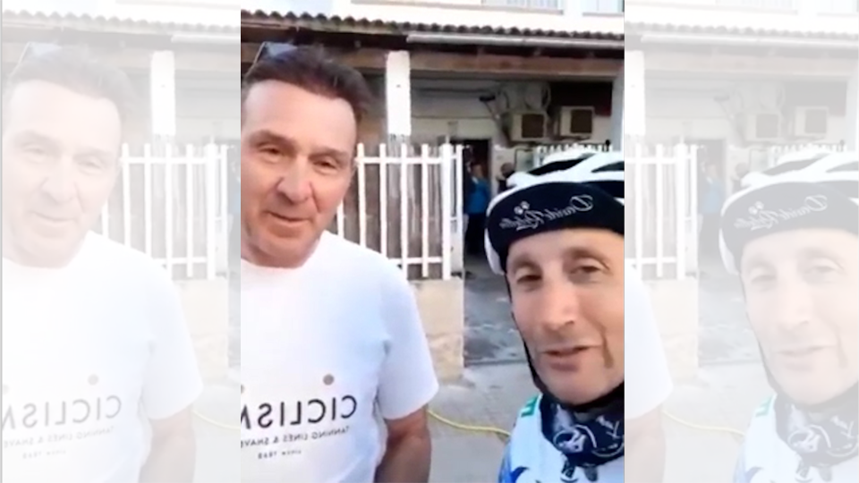 Johan Museeuw en Davide Rebellin fietsten begin dit jaar nog samen op Mallorca.