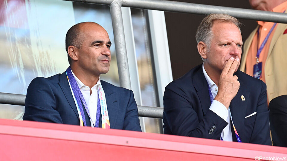 Ex-bondscoach Roberto Martinez en Peter Bossaert, de CEO van de voetbalbond.