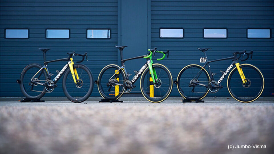 De fiets met groene voorvork van Wout van Aert kan in jouw garage komen te staan.