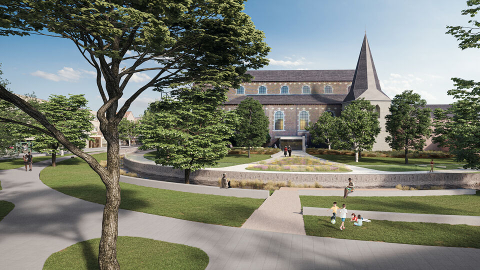 Ontharding van zone tussen kerk en gemeentehuis in Zonhoven gaat van