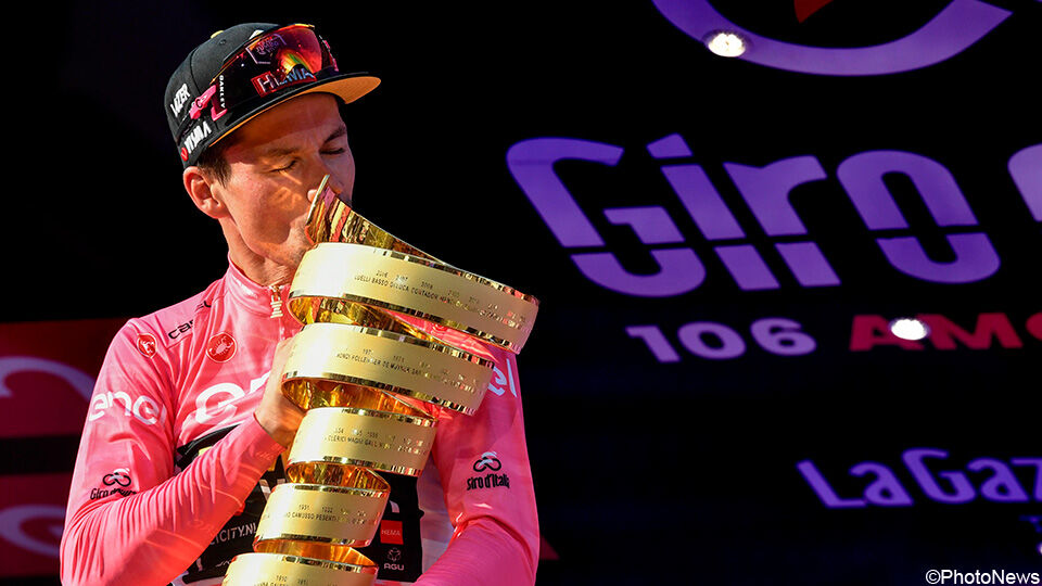 Primoz Roglic pronkte dit jaar met de hoofdtrofee in de Giro.