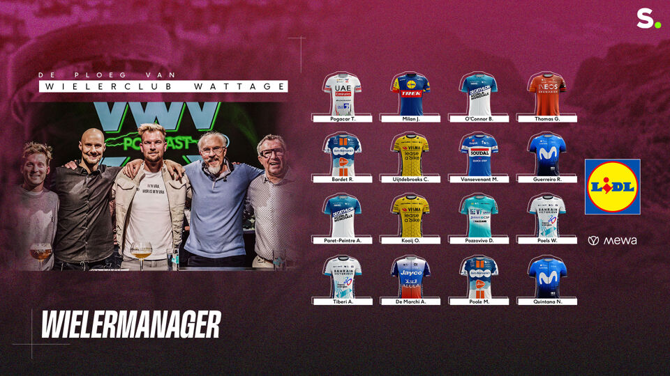 De 16 Giro-renners van Wielerclub Wattage.