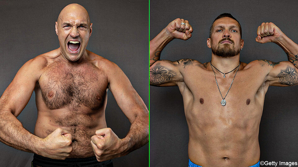 Tuson Fury (wereldkampioen WBC) en Oleksandr Usyk (wereldkampioen WBO,WBA, IBO)
