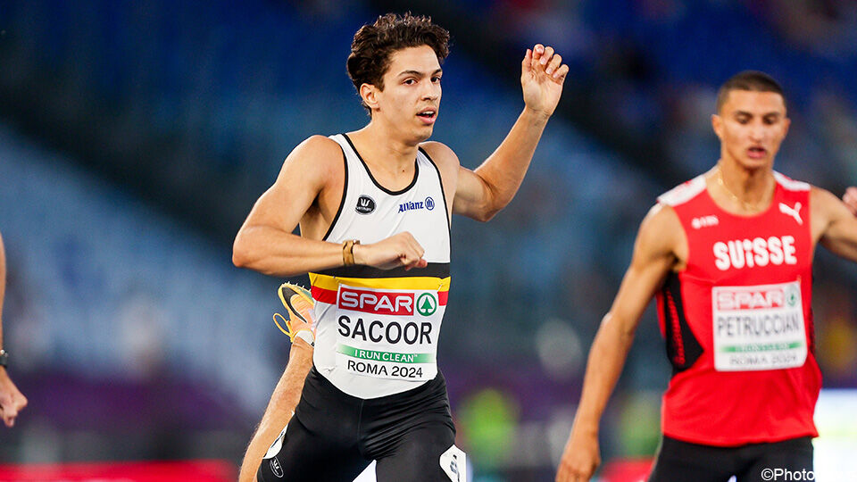 Jonathan Sacoor in actie op het EK atletiek in Rome.