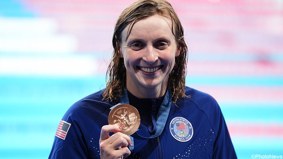 Katie Ledecky pronkte zaterdag met brons op de 400 meter vrije slag.