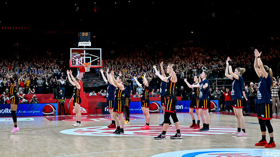 De Belgian Cats in het Sportpaleis tijdens het olympisch kwalificatietoernooi in februari.