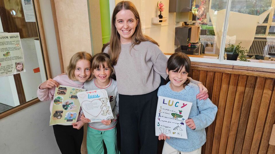 Ms Geysen with Millie, Luus and Lucy