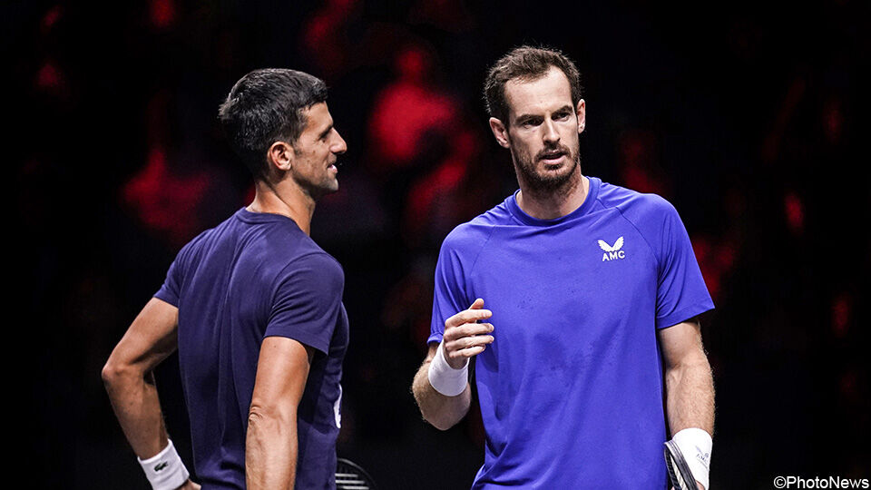 Novak Djokovic en Andy Murray tijdens de Laver Cup in 2022.