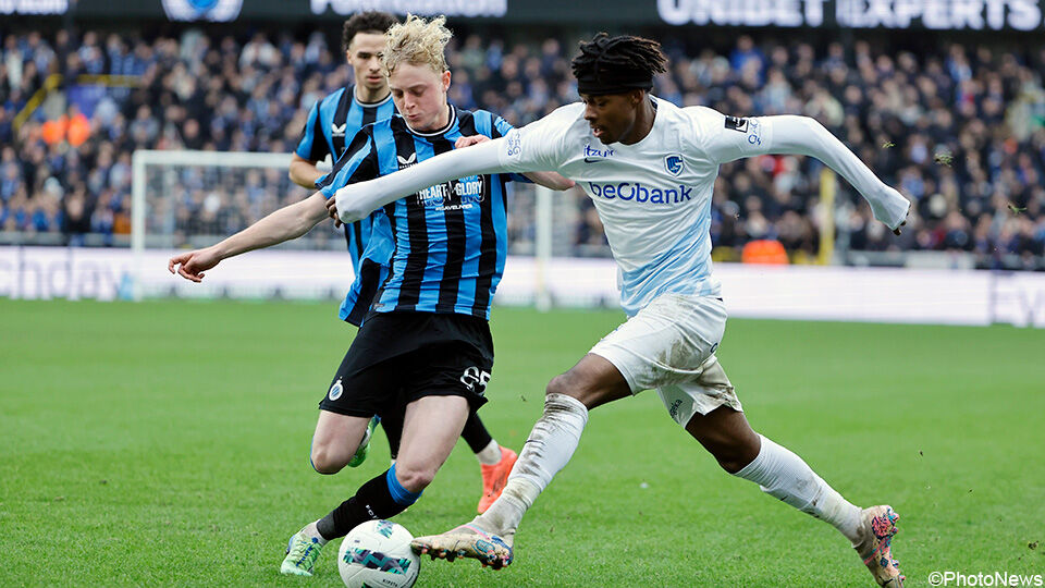 Joaquin Seys in actie in de topper tegen Racing Genk.